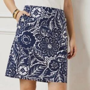 NEW Talbots Skirt Floral Blue White Lined Women's Sz 6 Cotton A-line Resort